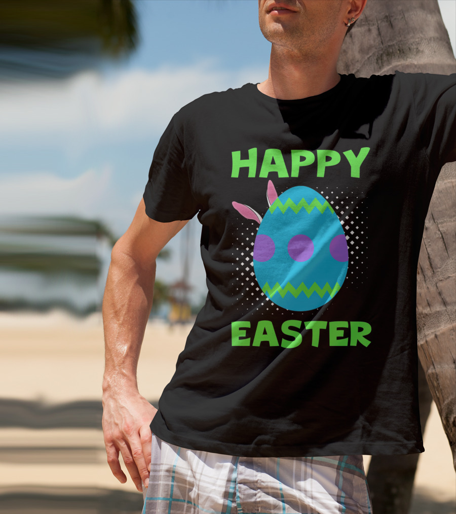 Happy Easter Colorful Egg Bunny Ears T-Shirt