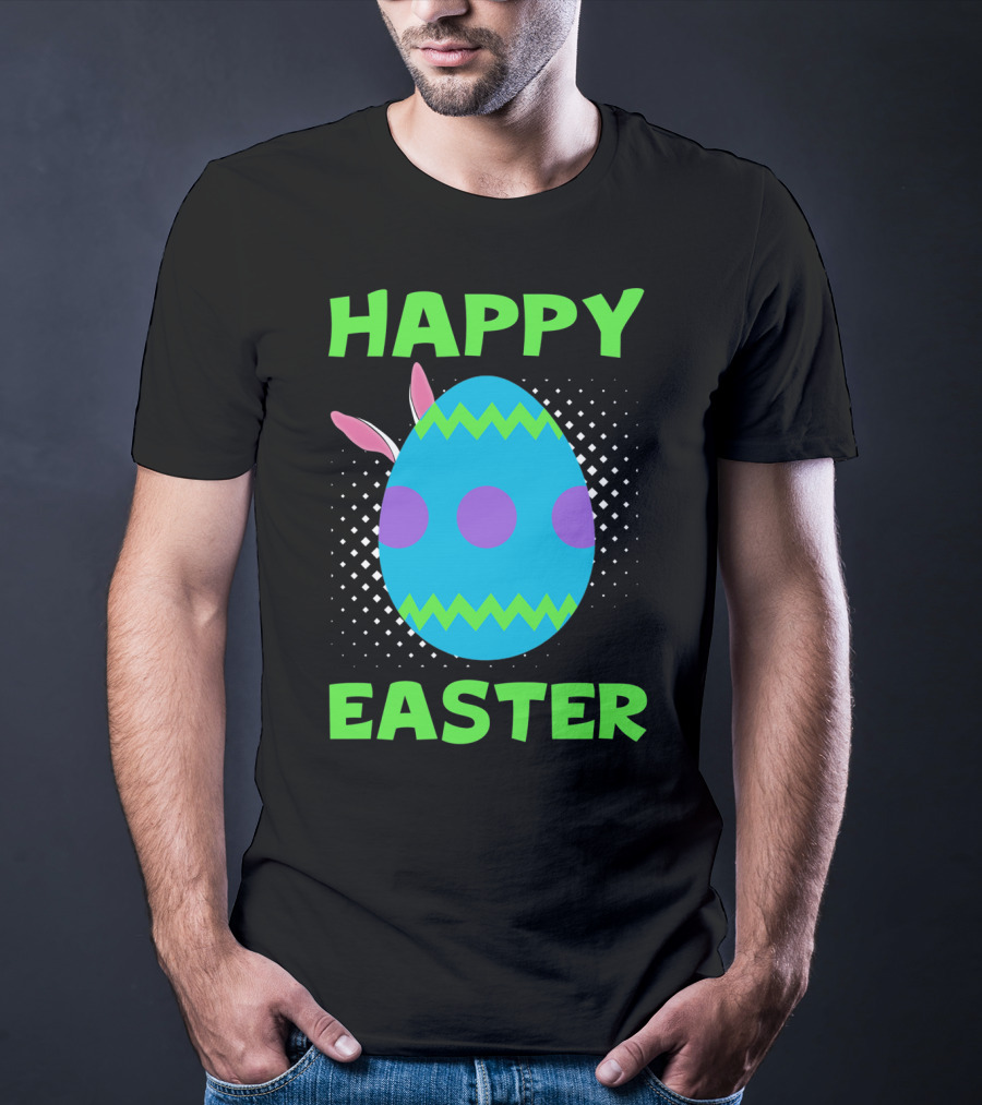 Happy Easter Colorful Egg Bunny Ears T-Shirt