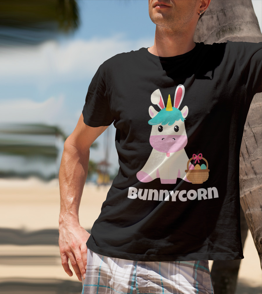 Bunnycorn Easter Unicorn With Bunny Ears And Basket T-Shirt