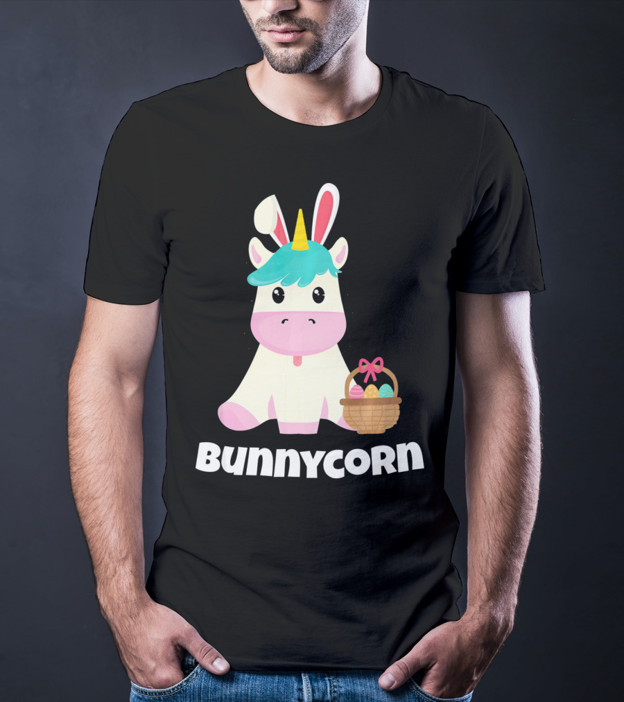Bunnycorn Easter Unicorn With Bunny Ears And Basket T-Shirt