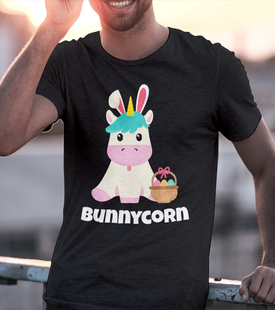 Bunnycorn Easter Unicorn With Bunny Ears And Basket T-Shirt