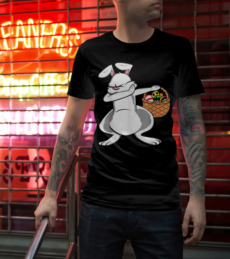 Easter Bunny Dab With Basket Of Colorful Eggs T-Shirt