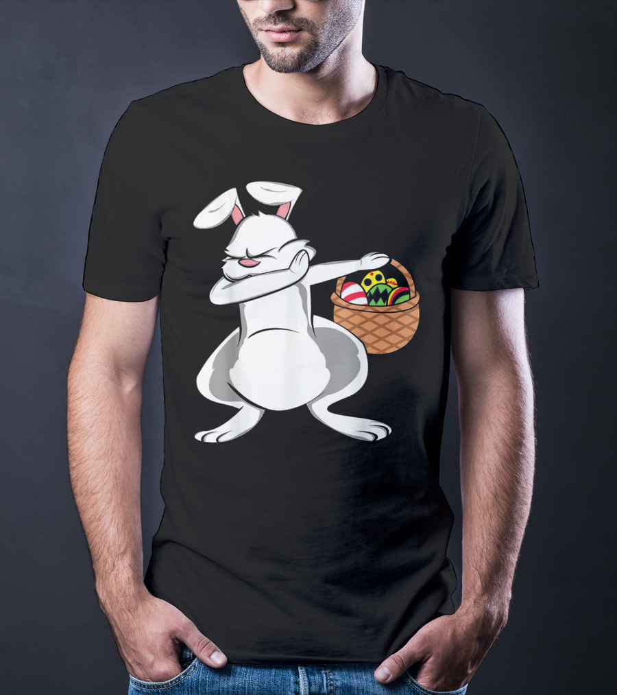 Easter Bunny Dab With Basket Of Colorful Eggs T-Shirt