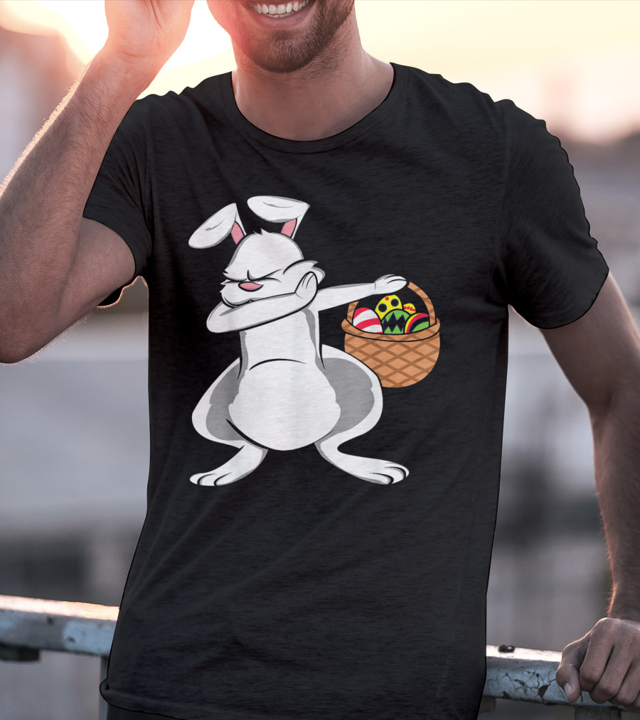 Easter Bunny Dab With Basket Of Colorful Eggs T-Shirt