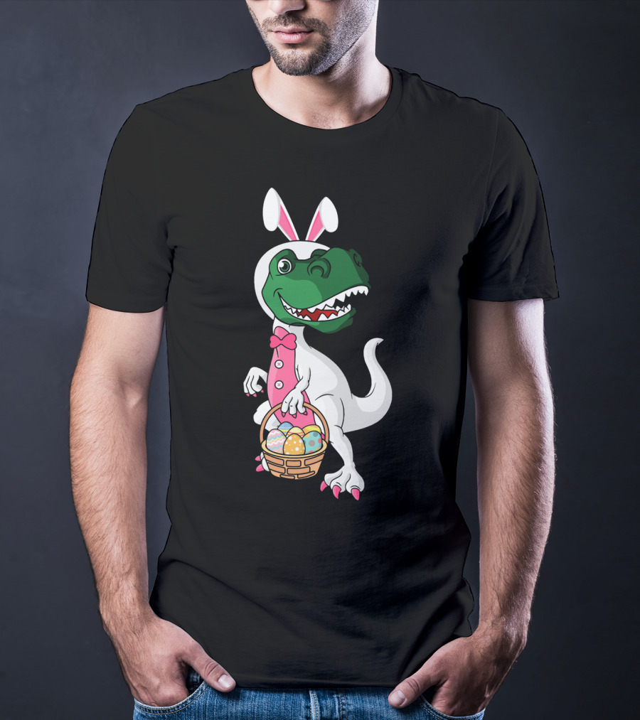 Funny Dinosaur Bunny Rex Easter Basket T-Shirt