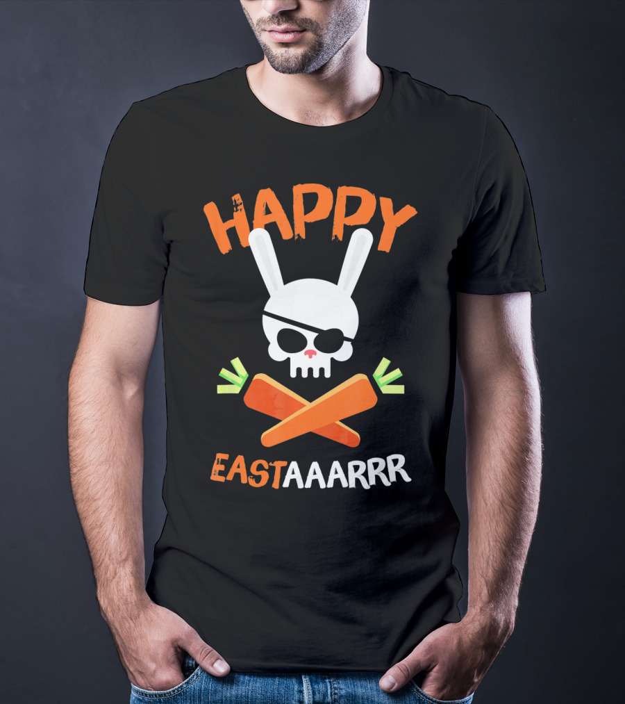 HAPPY EASTAAARRR Bunny Skull Pirate Carrots T-Shirt