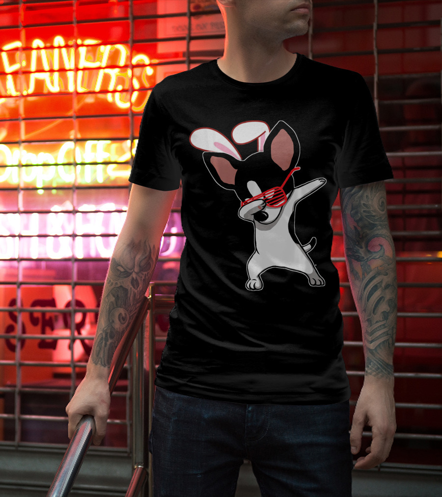 Easter Bunny Dabbing Chihuahua With Bunny Ears And Sunglasses T-Shirt