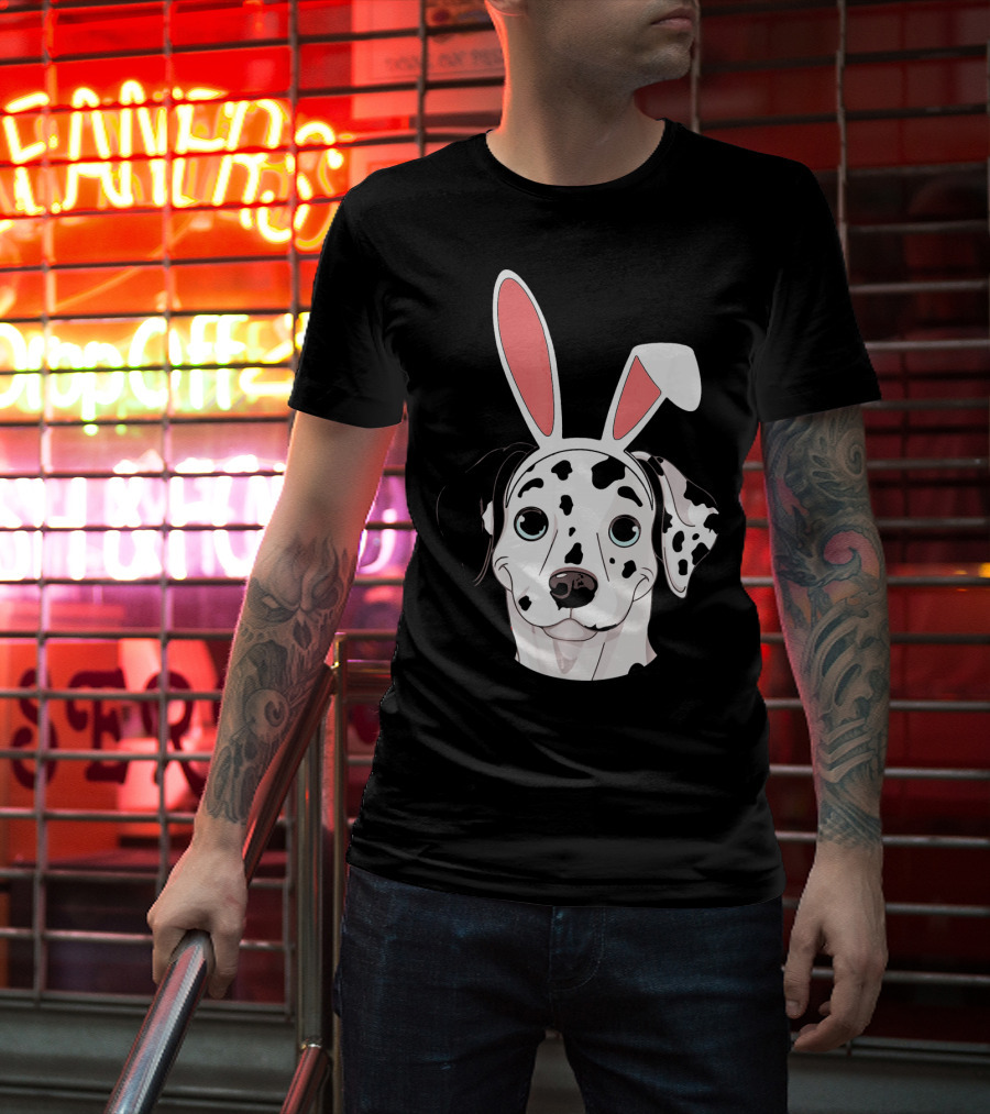 Dalmatian With Bunny Ears For Happy Easter T-Shirt
