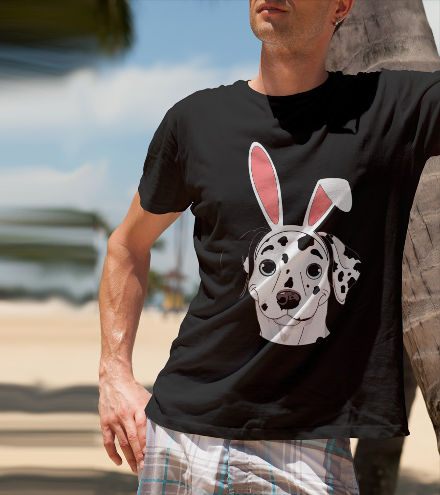 Dalmatian With Bunny Ears For Happy Easter T-Shirt