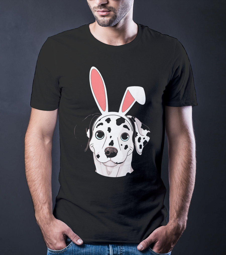 Dalmatian With Bunny Ears For Happy Easter T-Shirt
