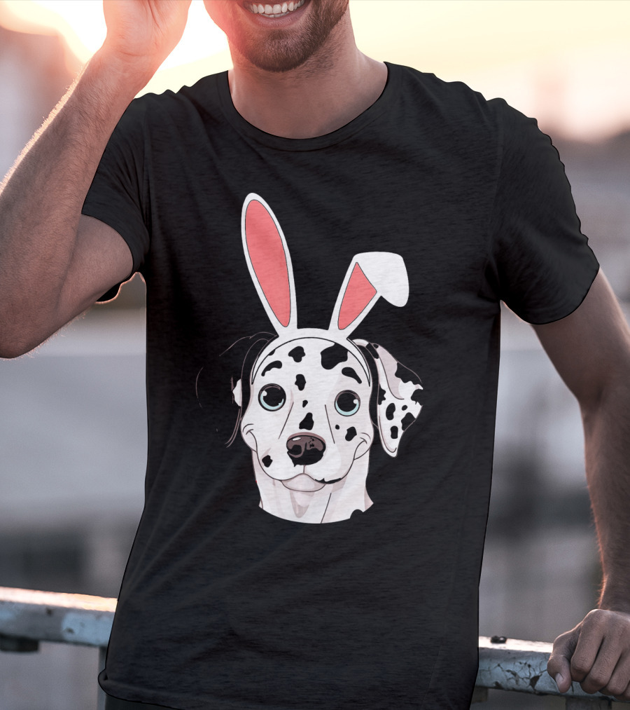 Dalmatian With Bunny Ears For Happy Easter T-Shirt