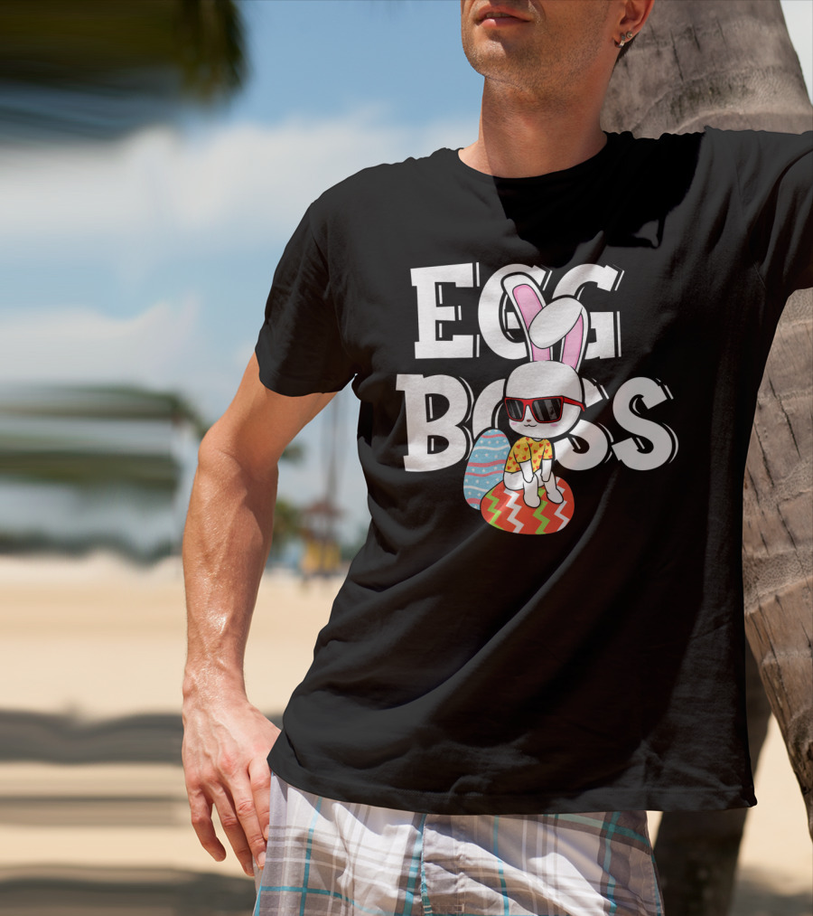 EGG BOSS Funny Easter Egg Bunny With Sunglasses T-Shirt