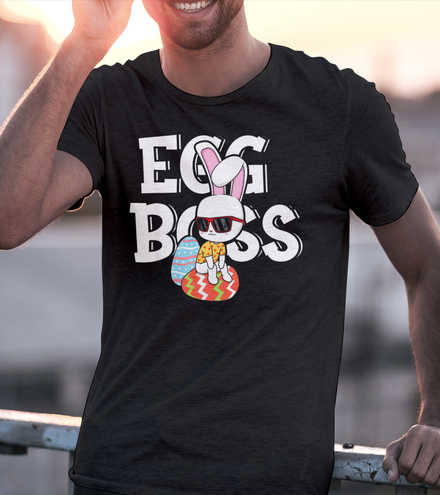 EGG BOSS Funny Easter Egg Bunny With Sunglasses T-Shirt