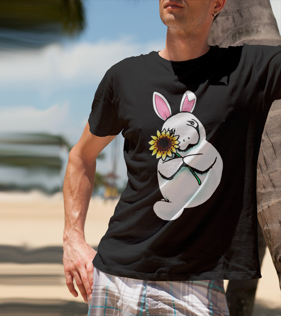 Sunflower Hugging Manatee Bunny T-Shirt