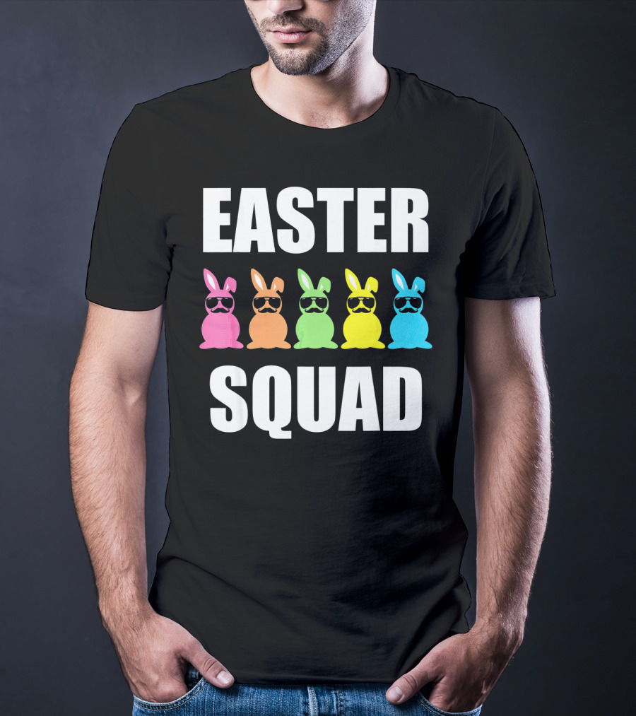 Easter Squad Family Funny Mustache Bunny Egg Hunting T-Shirt