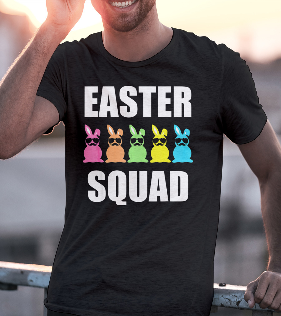 Easter Squad Family Funny Mustache Bunny Egg Hunting T-Shirt