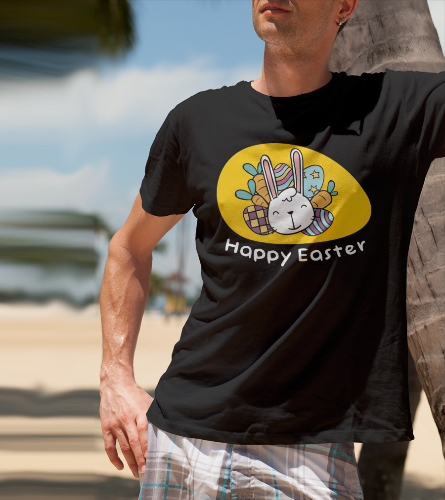 Happy Easter Bunny With Colorful Eggs T-Shirt