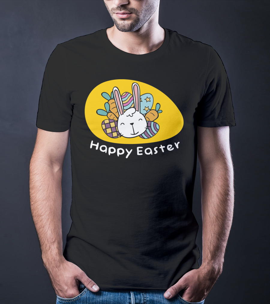 Happy Easter Bunny With Colorful Eggs T-Shirt
