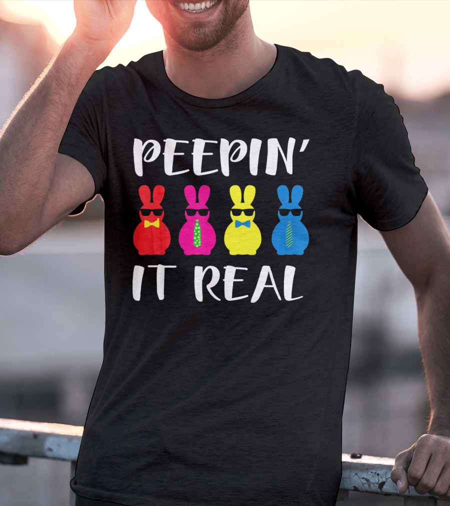 Peepin It Real Easter Bunni Sunglasses Bowties And Ties T-Shirt