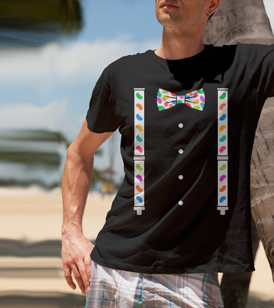 Easter Jelly Beans Bow Tie And Suspenders T-Shirt