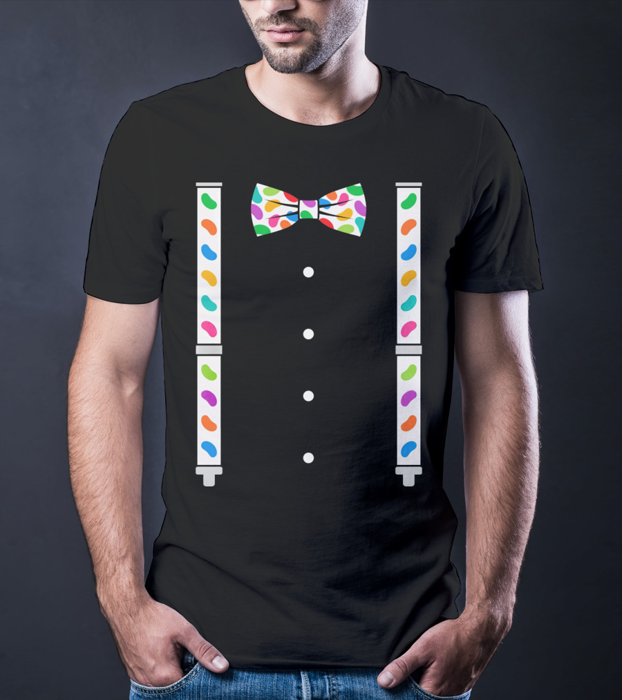 Easter Jelly Beans Bow Tie And Suspenders T-Shirt