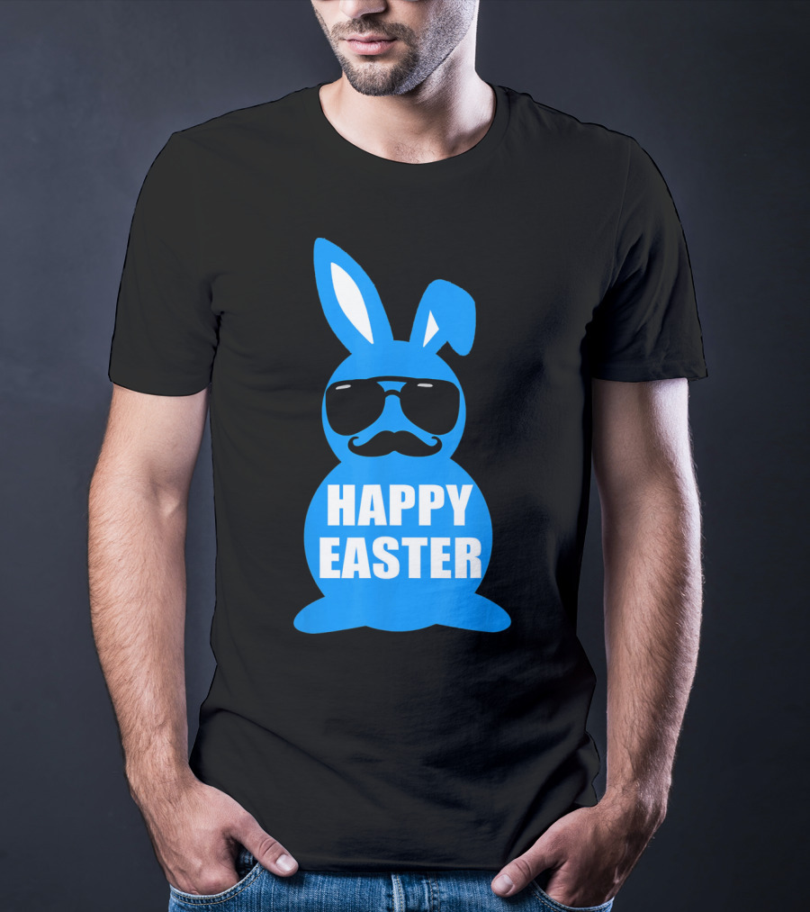 Happy Easter Bunny With Sunglasses And Mustache T-Shirt
