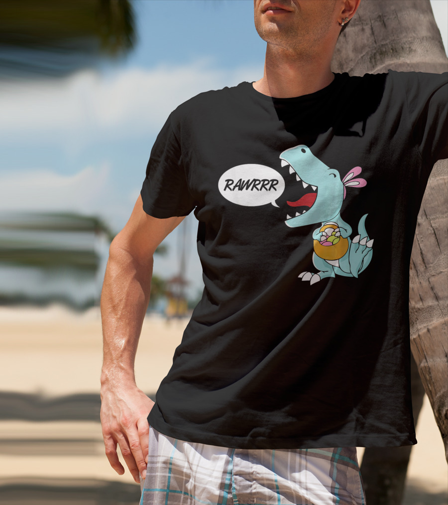 Rawrrr Bunnysaurus Rex Easter Dinosaur With Basket T-Shirt