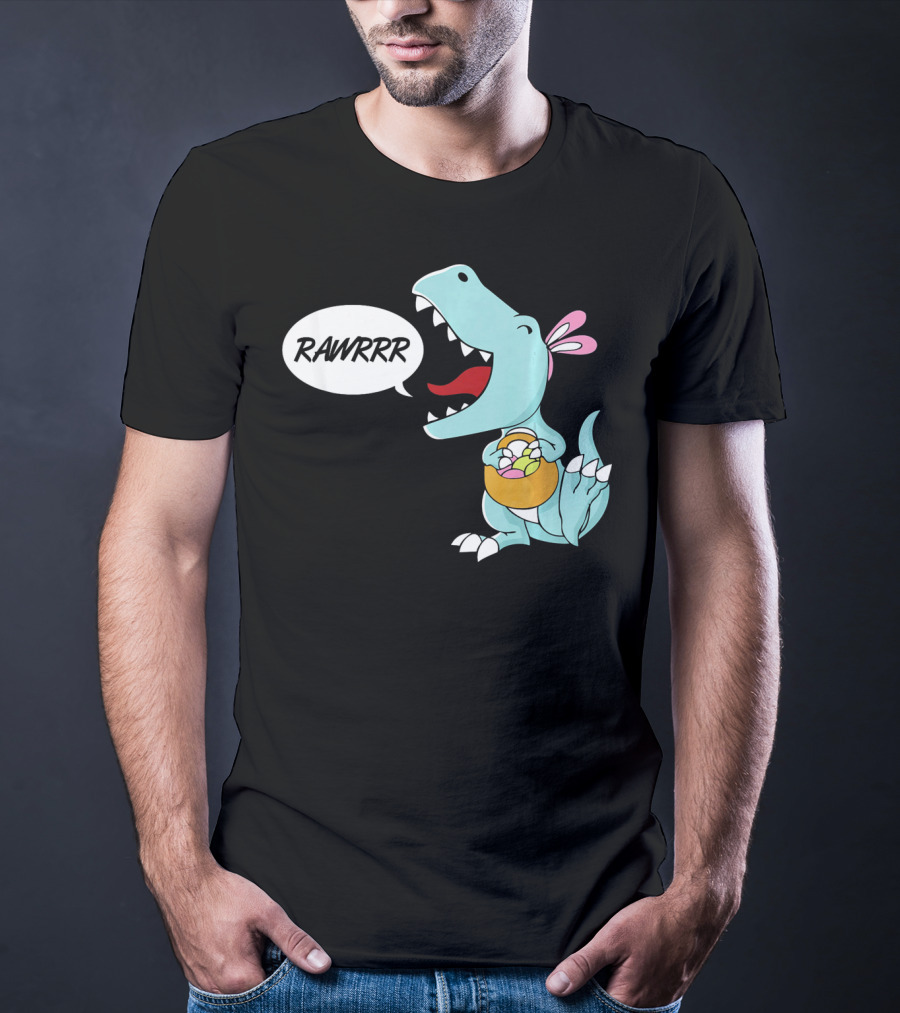 Rawrrr Bunnysaurus Rex Easter Dinosaur With Basket T-Shirt