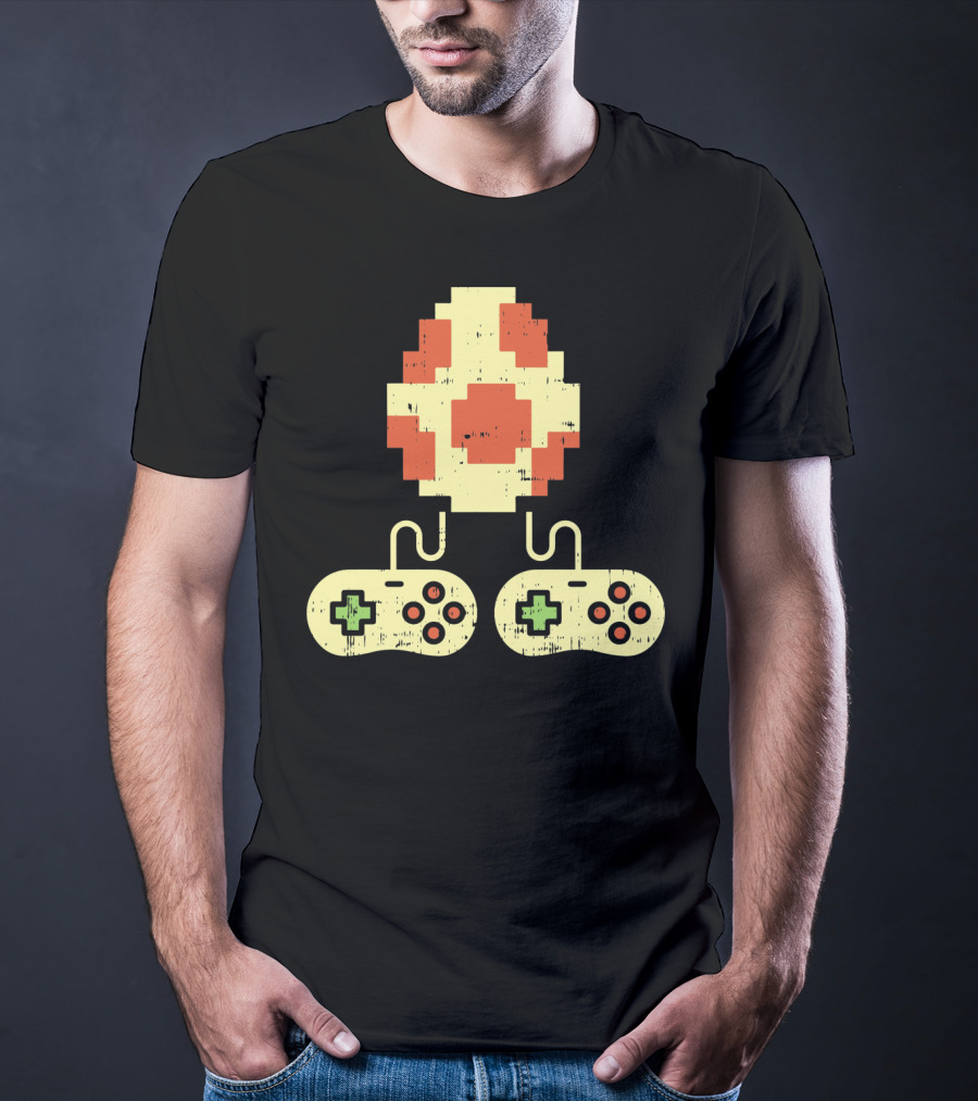 Easter Egg Pixel Art With Retro Game Controllers Gamer Gaming T-Shirt