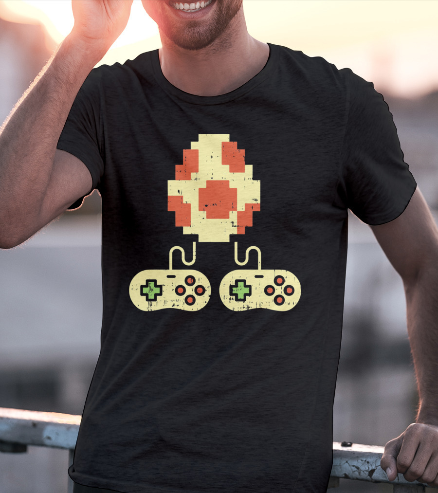 Easter Egg Pixel Art With Retro Game Controllers Gamer Gaming T-Shirt