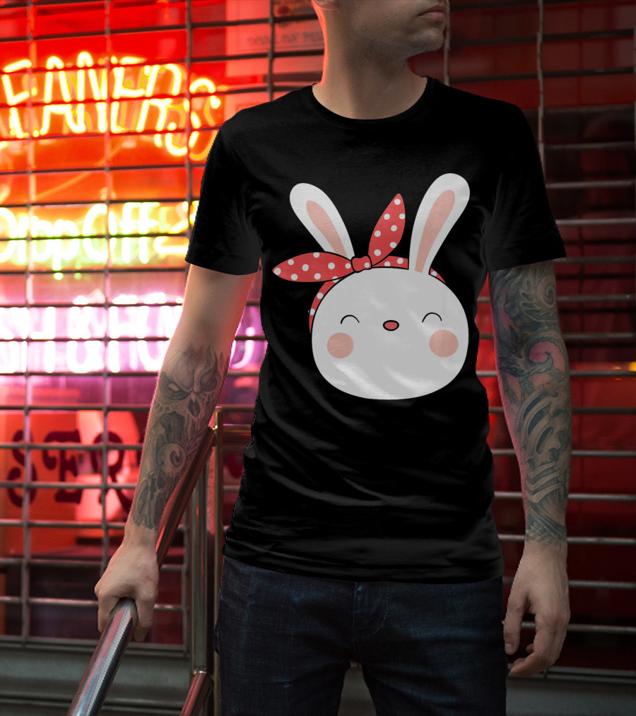 Easter Bunny With Polka Dot Headband T-Shirt