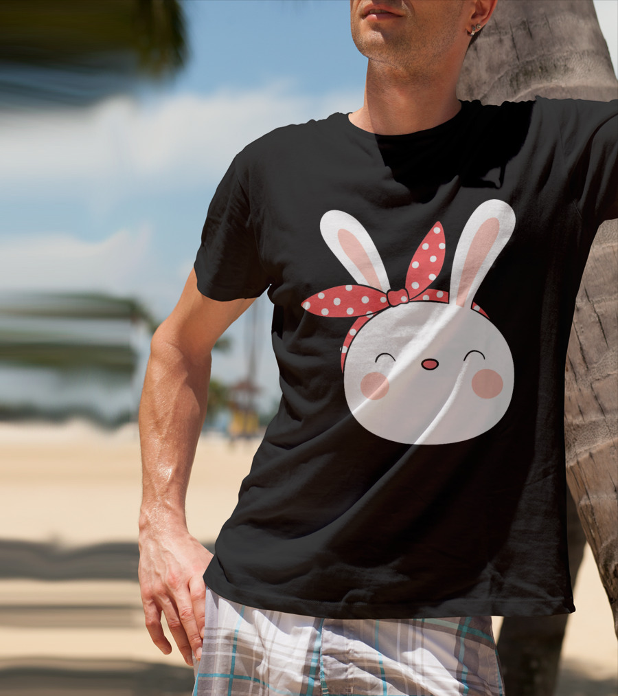Easter Bunny With Polka Dot Headband T-Shirt