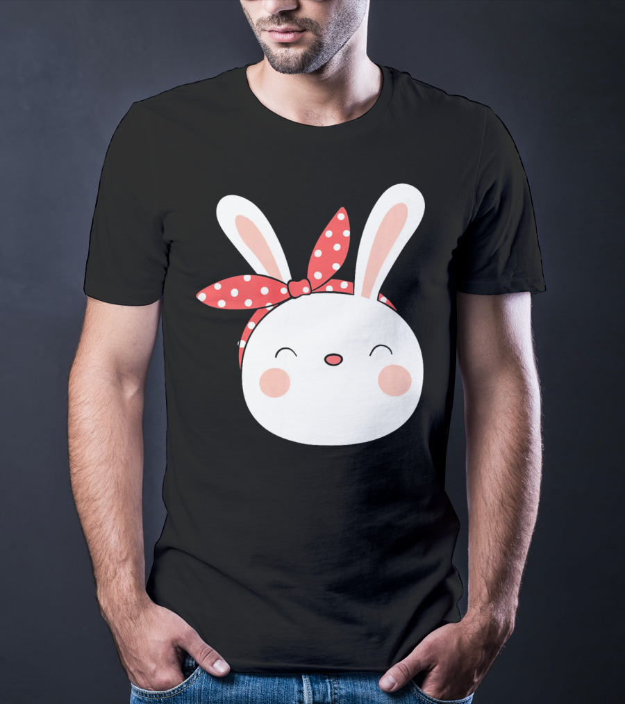 Easter Bunny With Polka Dot Headband T-Shirt