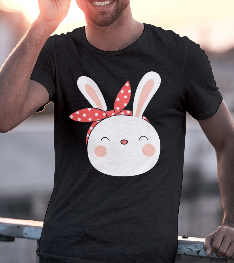 Easter Bunny With Polka Dot Headband T-Shirt