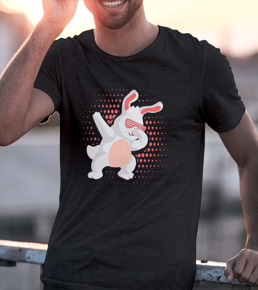 Funny Dabbing Hip Hop Bunny Easter With Shades T-Shirt