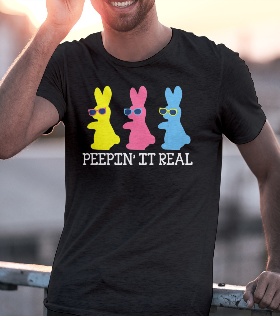 Peepin It Real Colorful Easter Bunny Sunglasses Trio T-Shirt