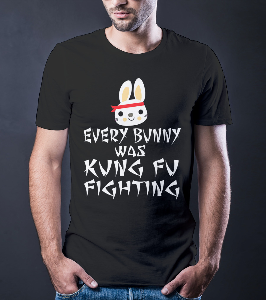 Every Bunny Was Kung Fu Fighting Bunny With Red Bandana T-Shirt