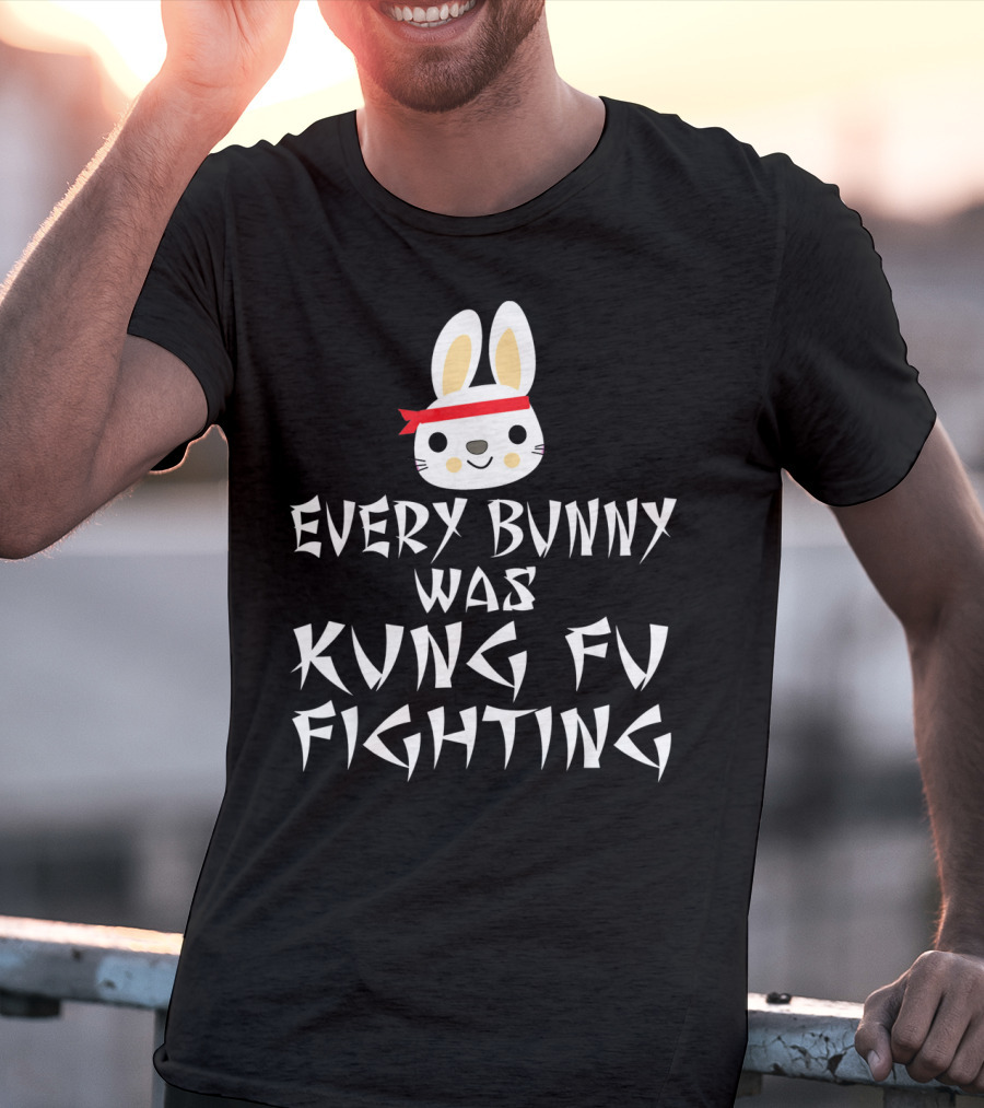Every Bunny Was Kung Fu Fighting Bunny With Red Bandana T-Shirt