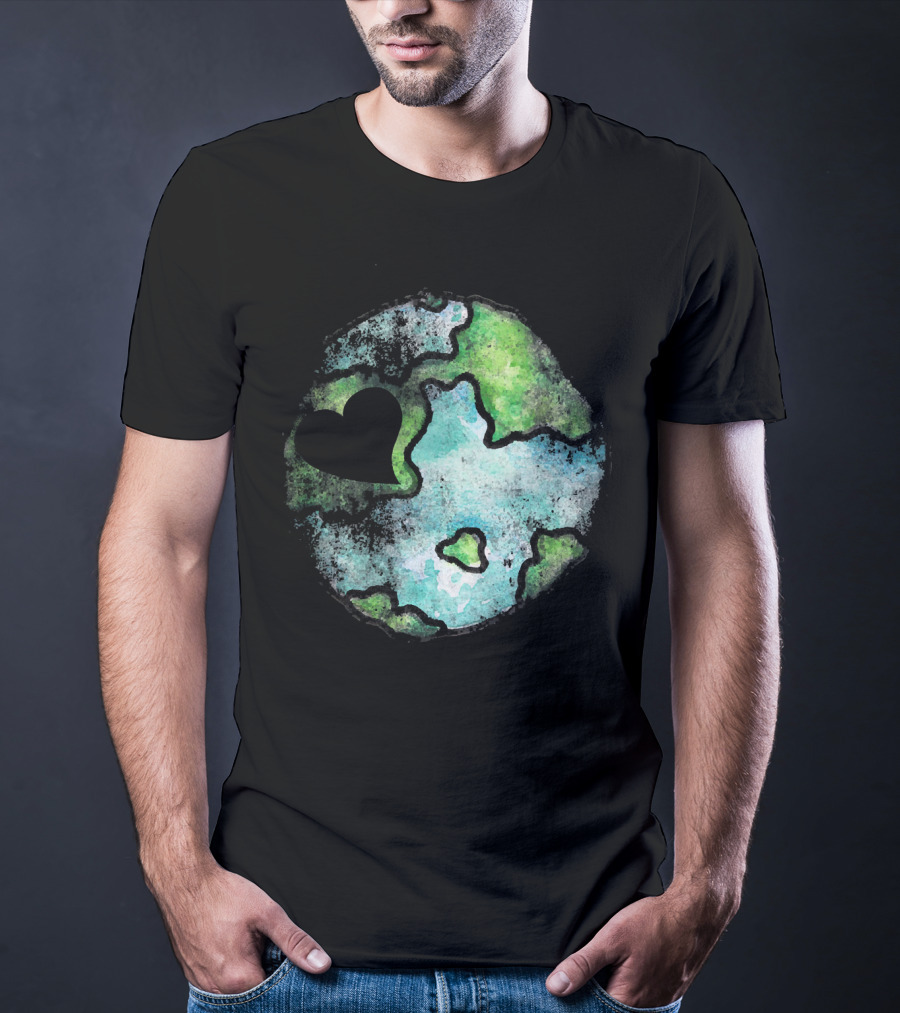 Earth Day Love Heart Vintage Artistic Planet T-Shirt