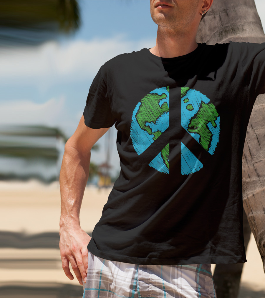 Retro Vintage Peace On Earth Day World Map T-Shirt