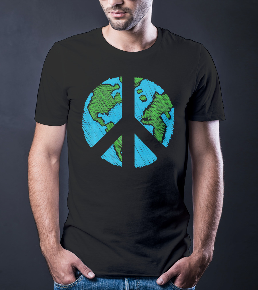 Retro Vintage Peace On Earth Day World Map T-Shirt