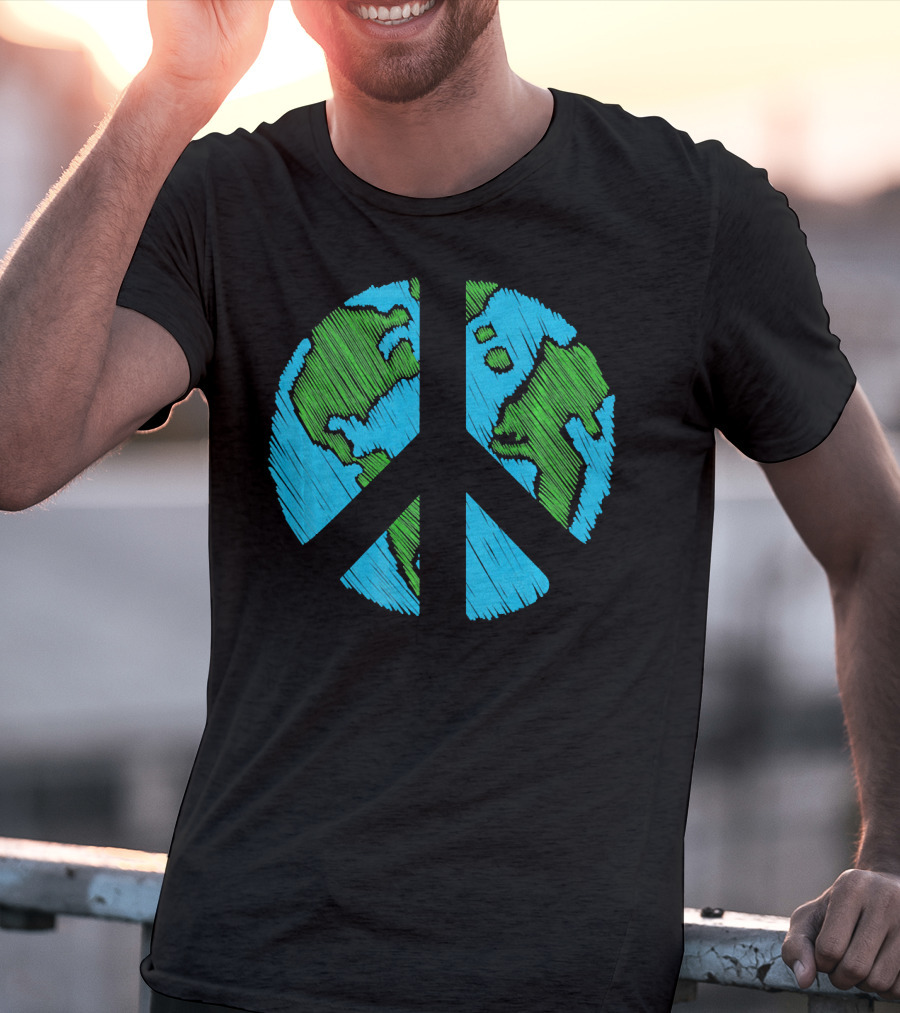 Retro Vintage Peace On Earth Day World Map T-Shirt