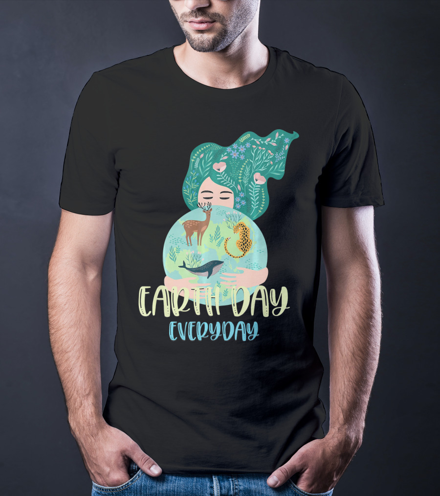 EARTH DAY EVERYDAY For Girls With Nature And Wildlife Elements T-Shirt
