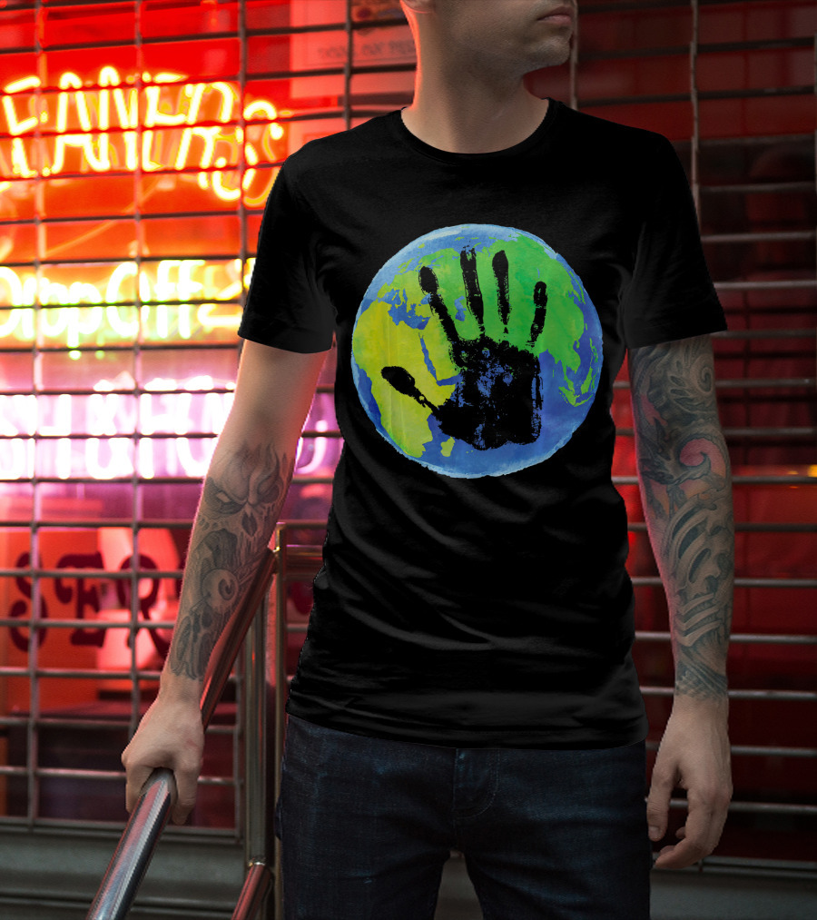Earth Day Globe With Handprint Nature Conservation T-Shirt