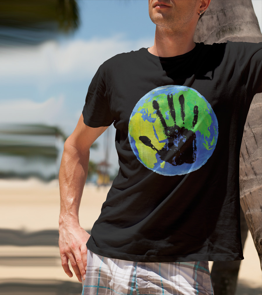 Earth Day Globe With Handprint Nature Conservation T-Shirt
