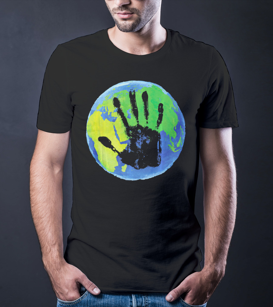 Earth Day Globe With Handprint Nature Conservation T-Shirt
