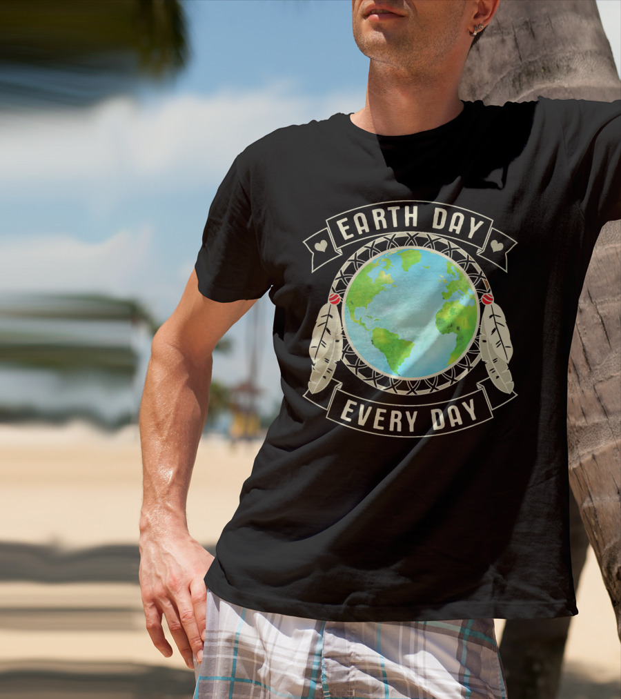 Earth Day Every Day Dreamcatcher Globe Feathers T-Shirt