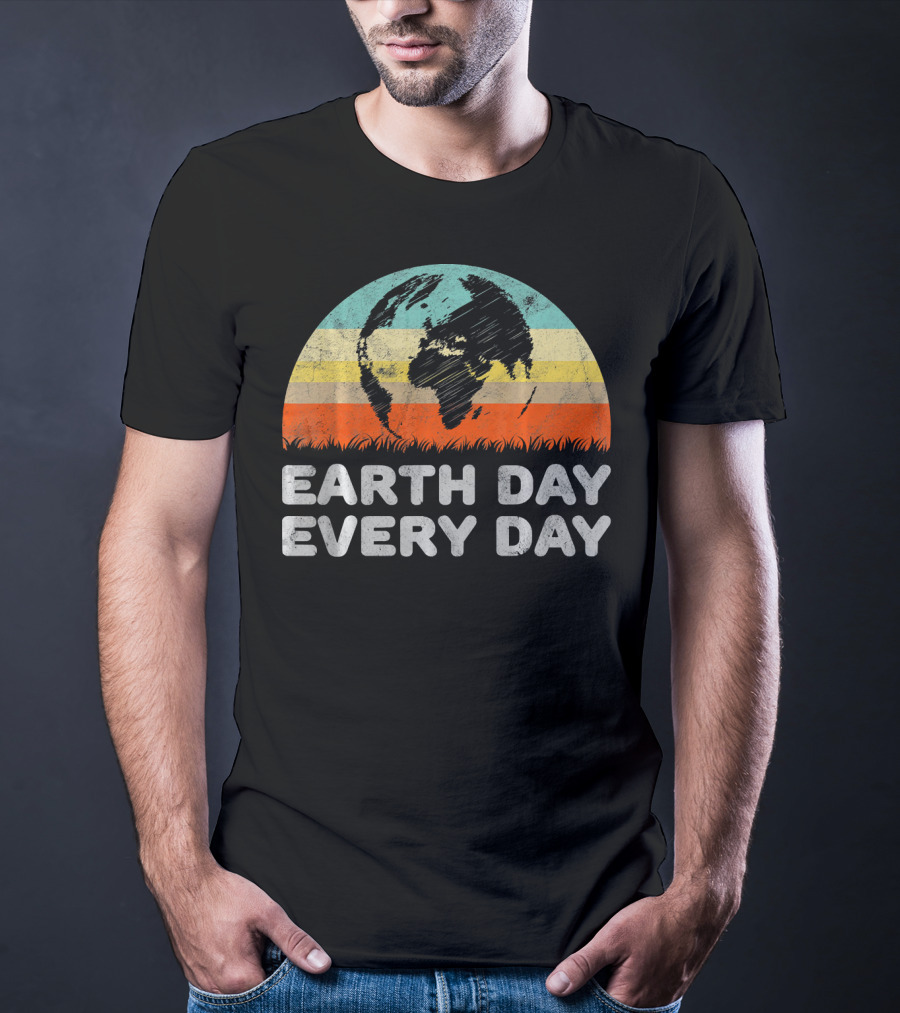 Earth Day Every Day Retro Environmental Stripes T-Shirt