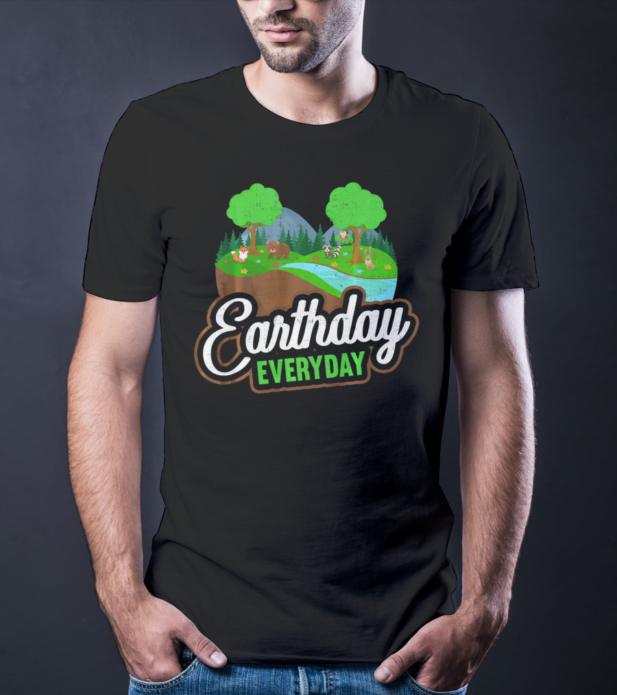 Earth Day Every Day Conservation Wildlife Nature Scene T-Shirt
