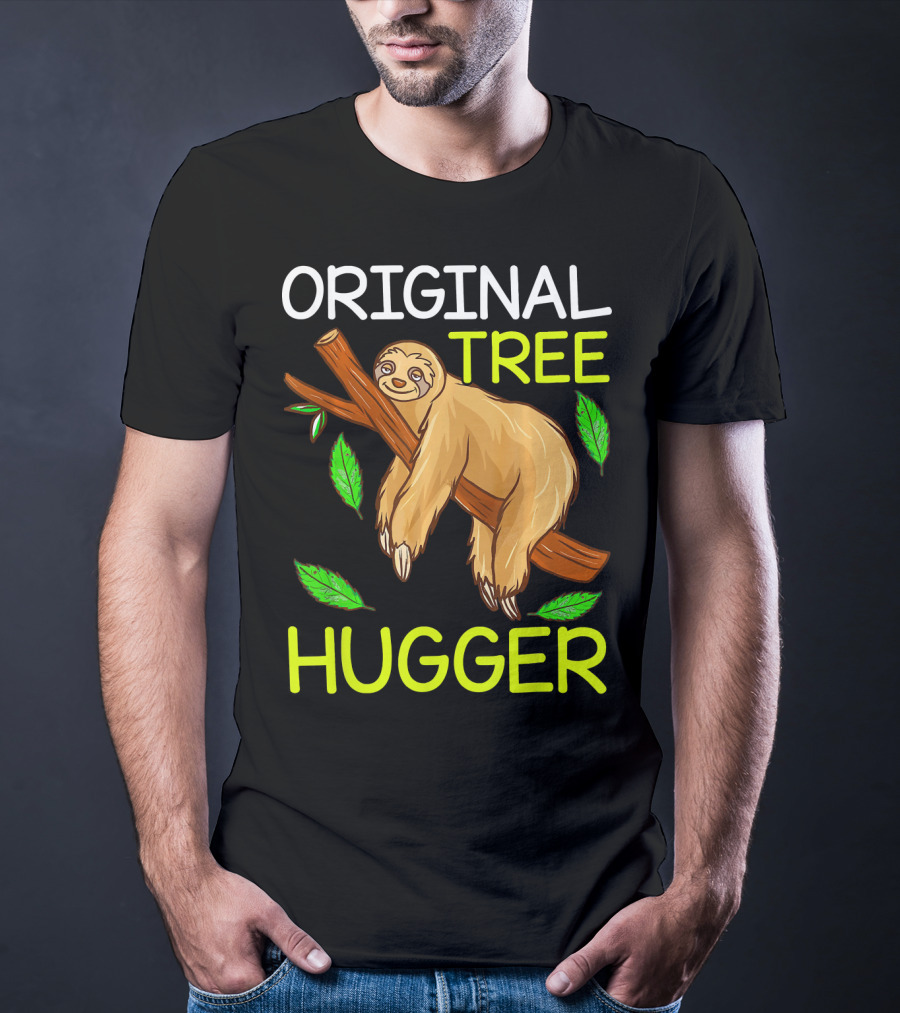Original Tree Hugger Sloth Environmental Climate T-Shirt